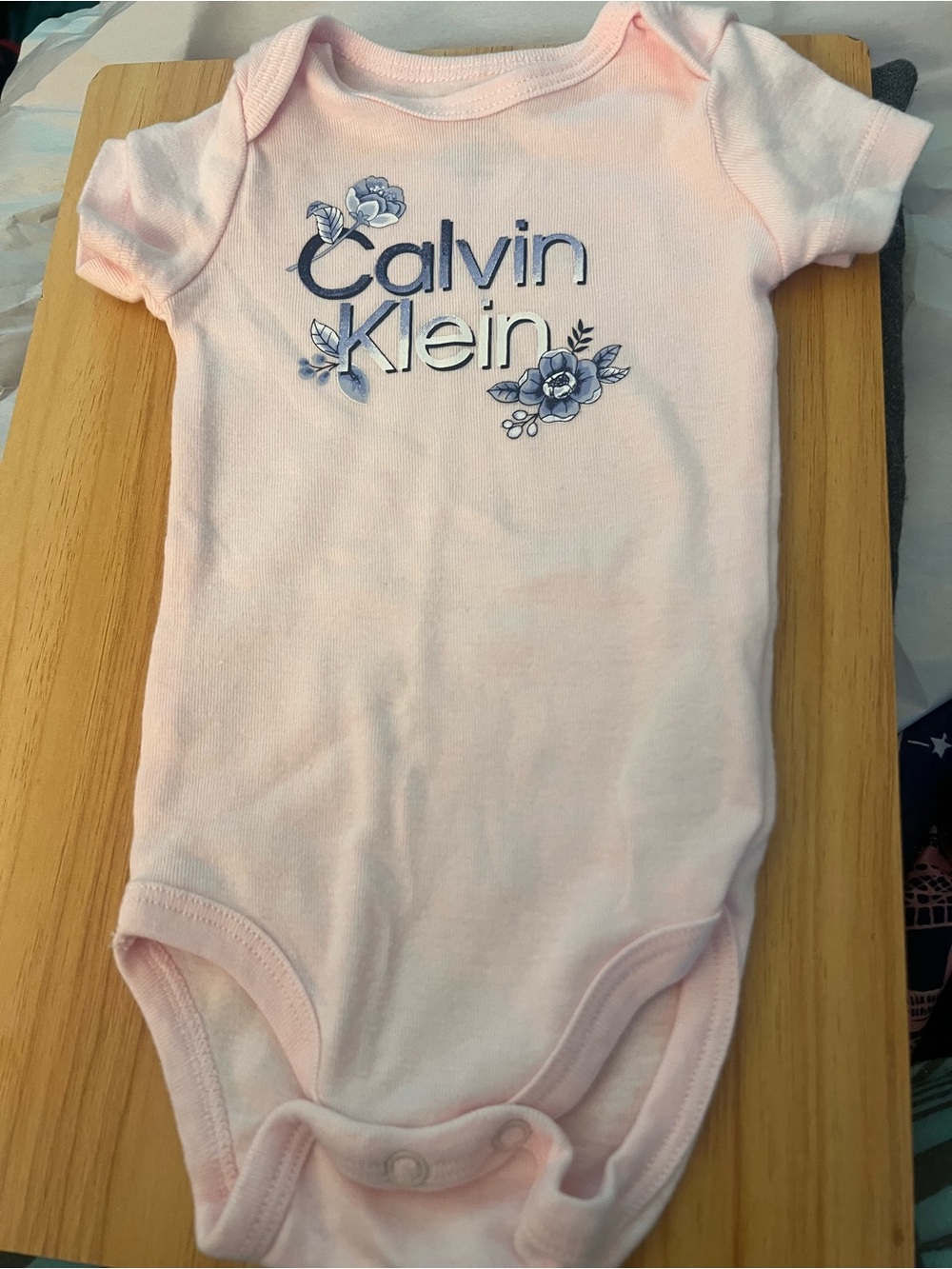 Calvin Klein Light Pink Floral Logo Baby One-Piece
